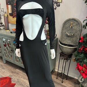 Elegant Black Cut-Out Dress